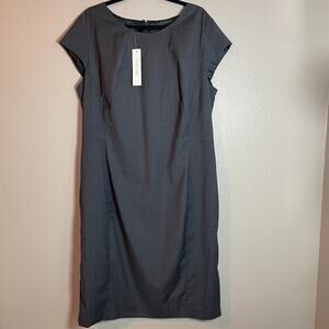 Long Tall Sally Dress Size US 16 Wool Blend Gray White Polka Dots Career Office